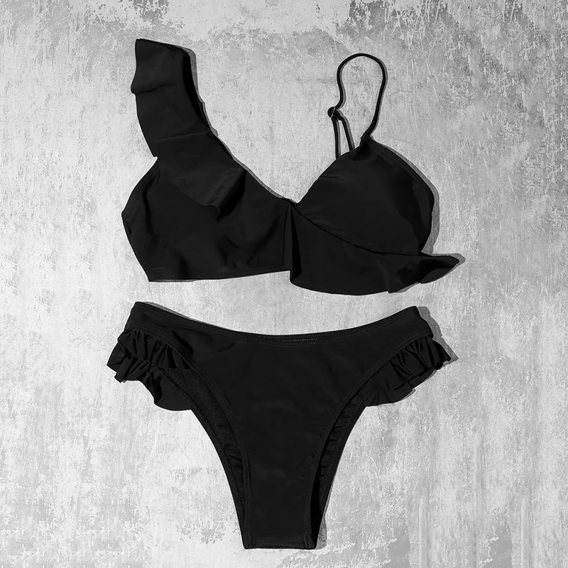 Ztvitality Sexy Bikinis Push Up Bikini 2021 Najnovšia pevná čalúnená podprsenka Asymetrické voláre plavky Ženy Ženy Ženy Biquini