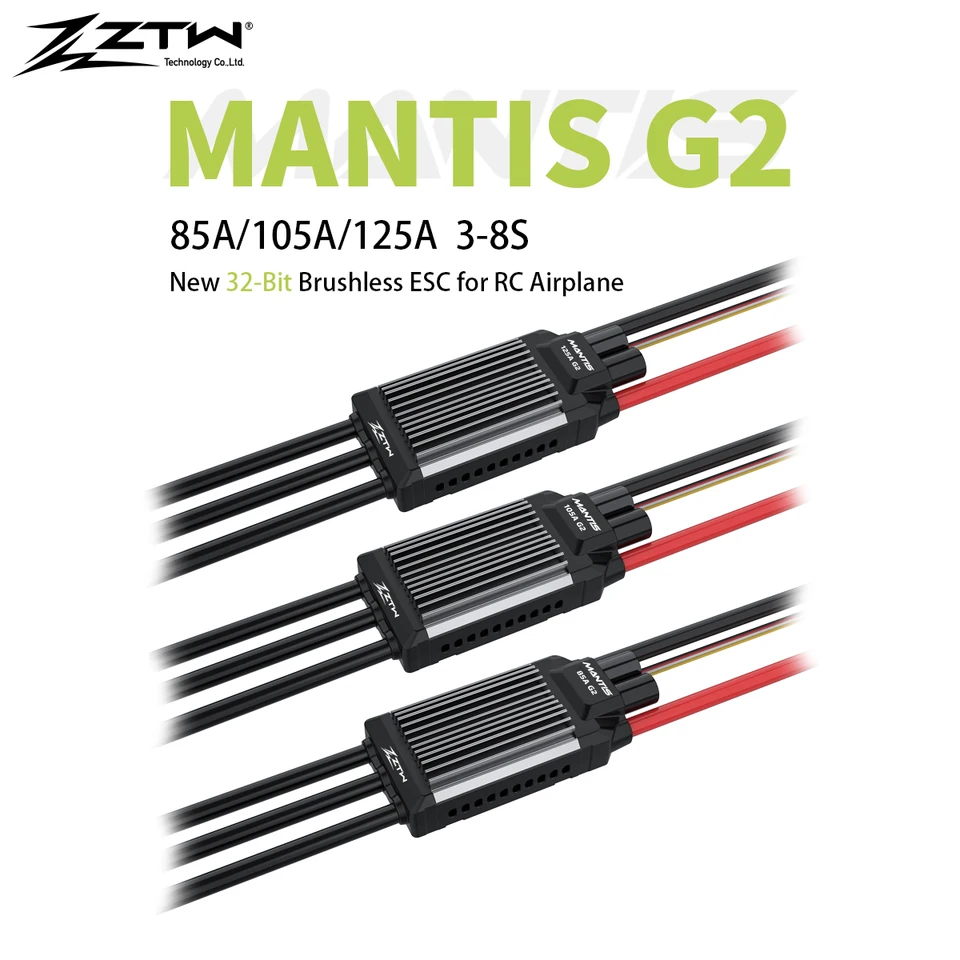 ZTW Mantis G2 85A/105A/125A ESC 32-bitového ovládača bez kefy 3-8S 6V/7,4 V/8.4V SBEC 8a pre lietadlo RC lietadla s pevným krídlom