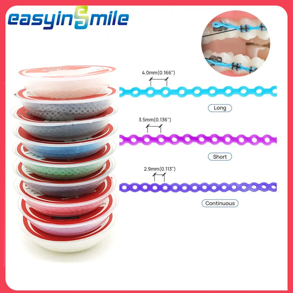 Zubný materiál 15Feet/roll pre orto -reťazec super elastický gumový pás ultra cievka pre rovnátka blízko/krátky // Long Easyinsmile
