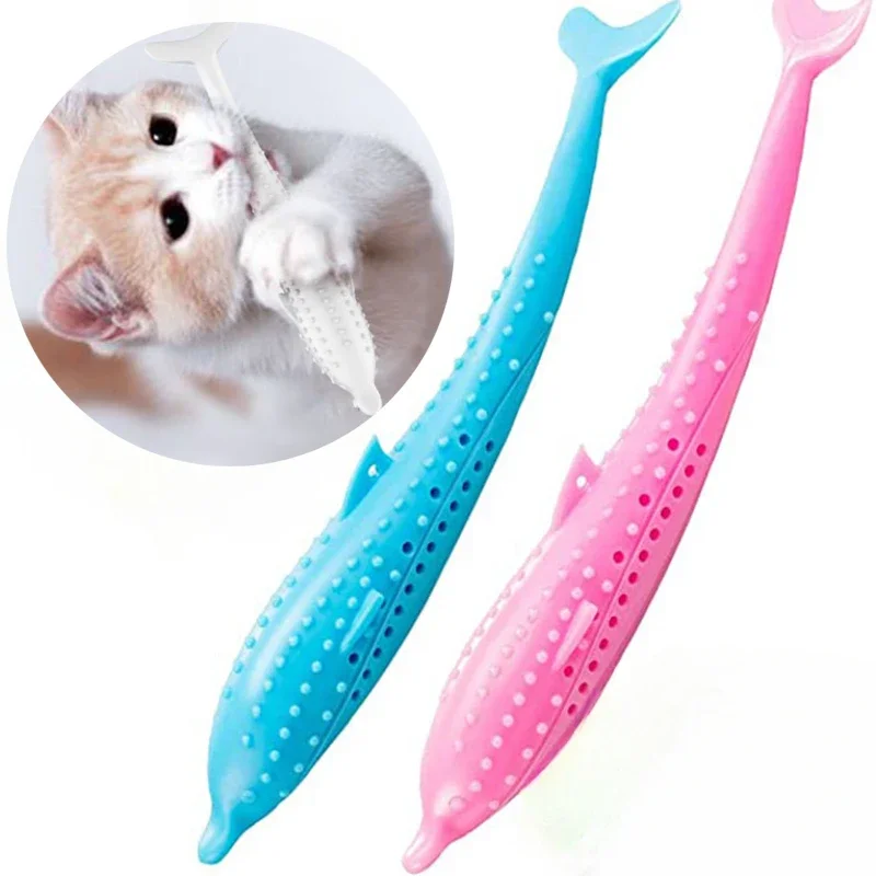 Zuby zuby zuby zuby zuby zuby Čistenie mačiek Cat Stick Stick Rybie v tvare silikónové hračky pre žuvanie rezistentné na interaktívne hračky Catnip Pet Supplies