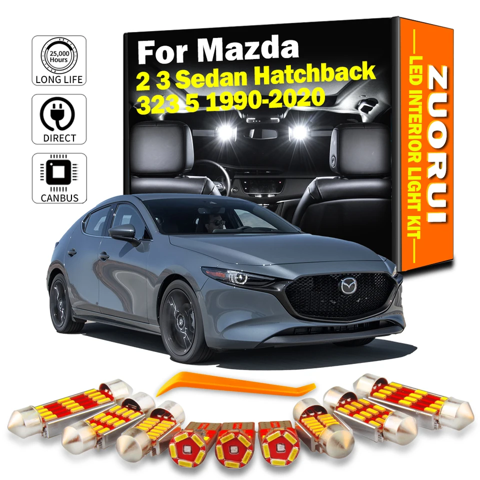 ZUORUI CANBUS Auto Príslušenstvo LED Interiérová mapa DOME SVETLA KIT PRE Mazda 2 3 Sedan Hatchback 323 5 1990-2020 LED žiarovky LED Žiadna chyba