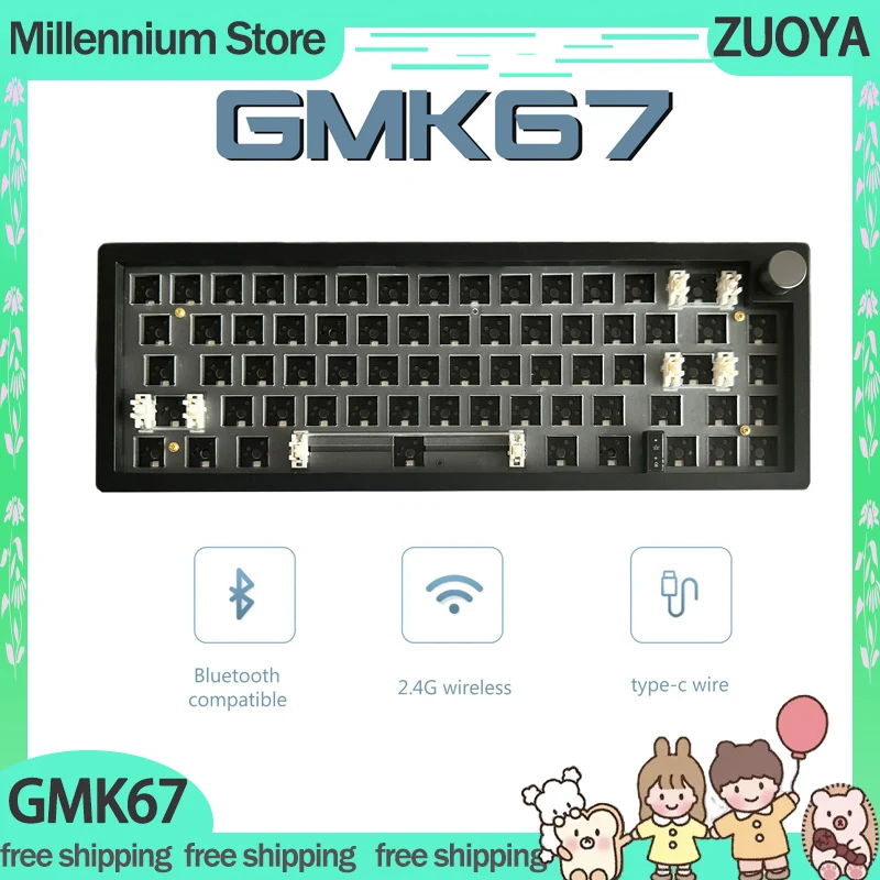 Zuoya GMK67 Súprava na klávesnicu mechanickej hry 3Mode 2.4g bezdrôtová súprava klávesnice Bluetooth RGB podrobné prispôsobené klávesnice súpravy Darčeky