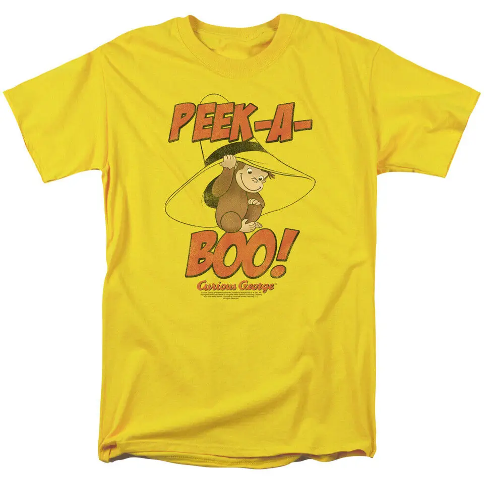 Zvedavý George Peek A Boo T košeľa pán Licencovaný karikatúra žltý