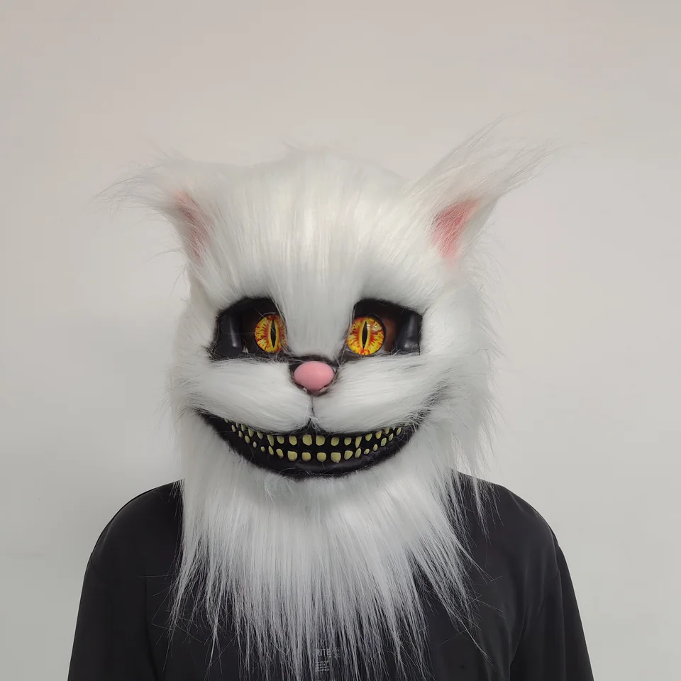Zviera cheshire mačka maska ​​cosplay biela čierna červená červená šedá maska ​​Masky hlava prilba Halloween Party rekvizity maškaráda hlavy