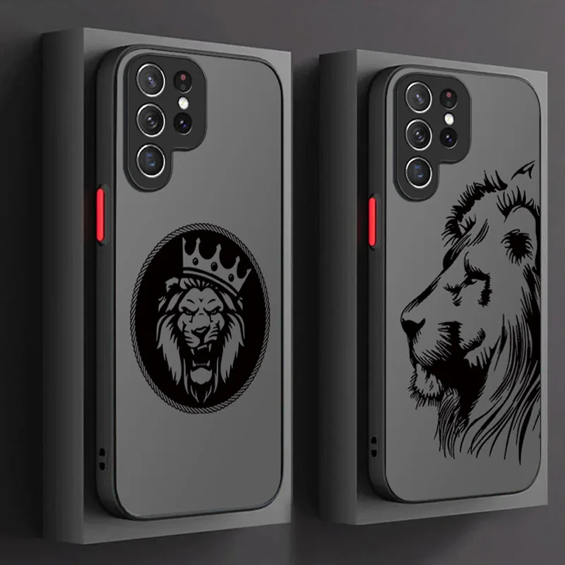 Zviera Lion King Matte Hard Case pre Samsung Galaxy S24 S23 S22 Ultra S21 S20 Fe S10 plus poznámka 20 10 A15 A25 A35 A55
