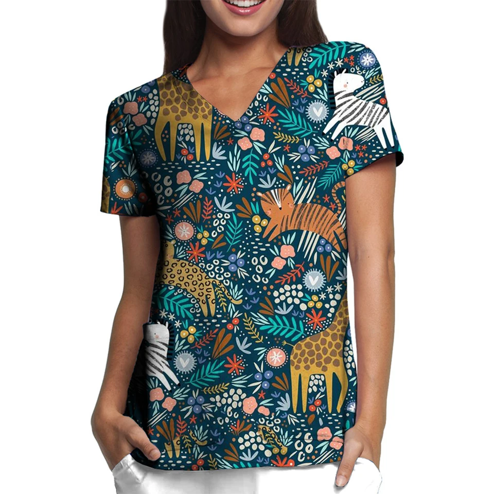 Zvieracie lekárske uniformy Ženy Doplnky sestier Klinické uniformné zubné práce Blúzka Vet Spa Scrub Tops