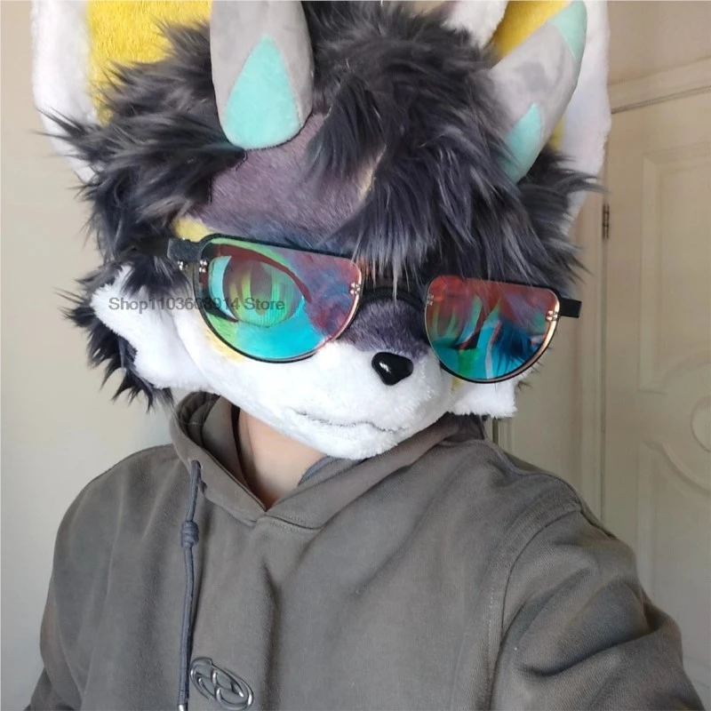 Zvieracie okuliare Fursuit Príslušenstvo Kigurumi maska ​​Furry kostým фрри костюм hlavu základňa Kig fursuit Suit Halloween Kemono Head Cat