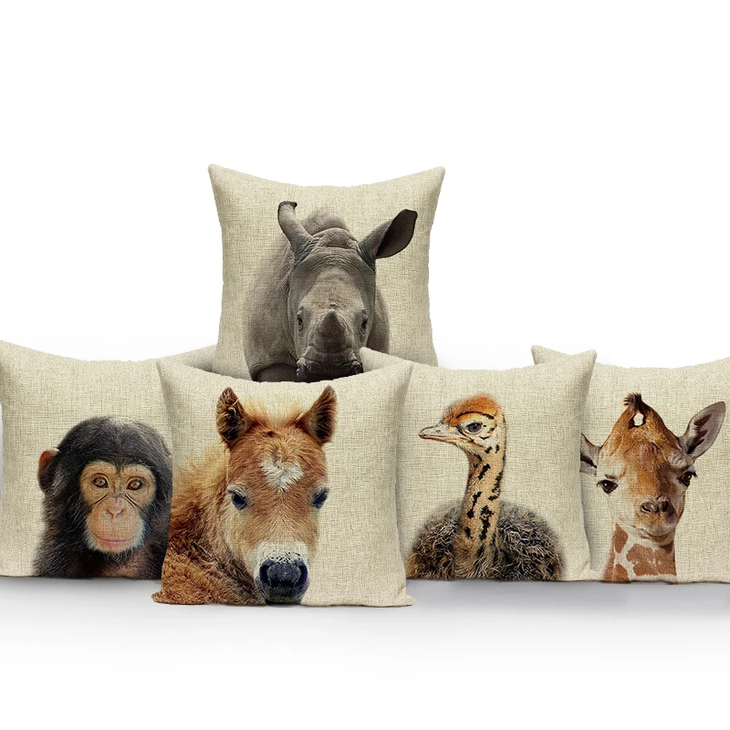 Zvieratá opica Deer Lion Pat vankúšik polyester tigr lev vankúš Domov dekor hodu vankúšový kryt na sedadlo pohovky