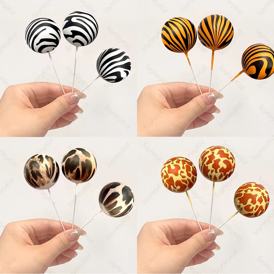 Zvieratá tlačia gule na dekoráciu koláča leopard tiger zebra tlačené džungľové košíčky gule DIY Safari narodeniny bábätká Party
