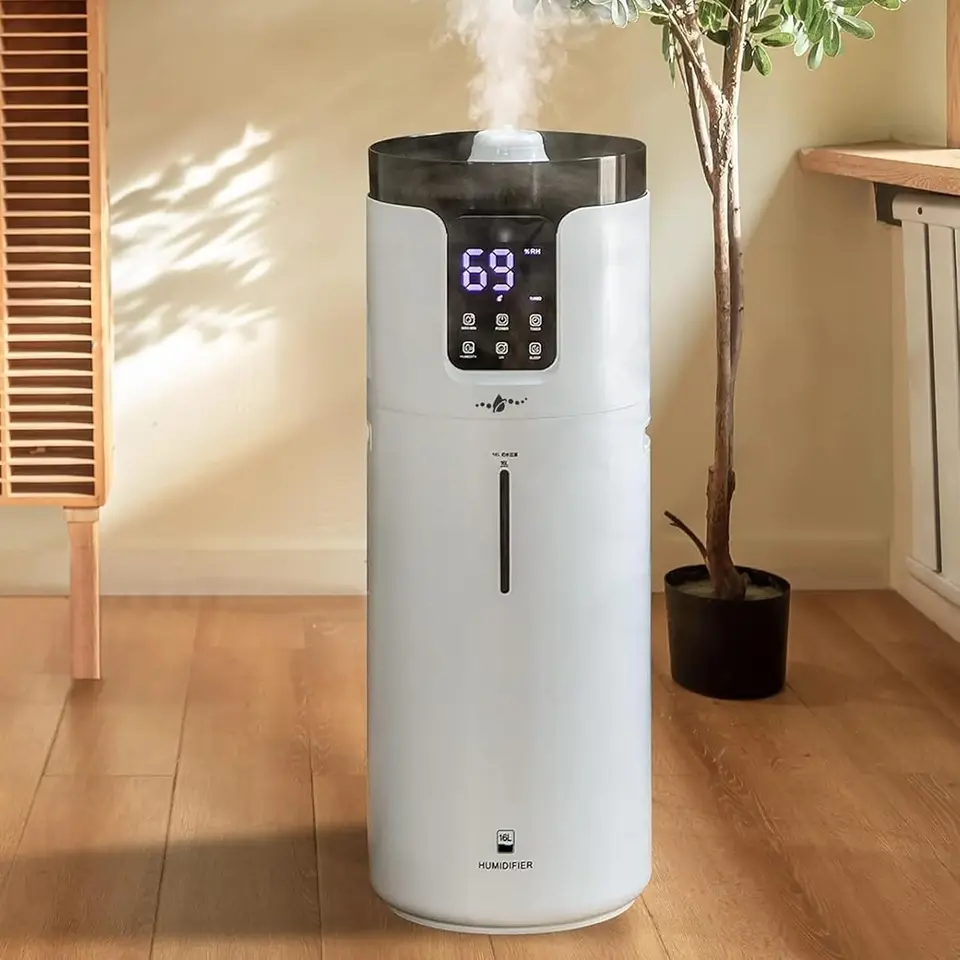 Zvlhčovače pre domácu veľkú miestnosť zvlhčovač celého domu 2000 štvorcových ft 4,2 gal 16l podlahový zvlhčovač 360 ° dýzy Cool hmla ultrazvuk