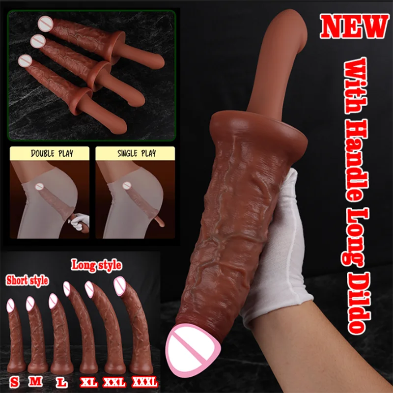Zvládnite dlhý dildo realistický penis odnímateľný silikónový buttplug dilatátor stimuluje vagínu péro ženský masturbator phallus sexuálne hračky