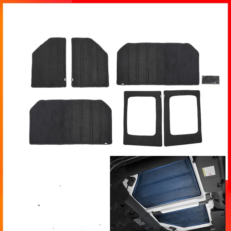Zvuková izolačná podložka pre Jeep Wrangler JK 12-17 JL 18-21 2/4 Dvere Hardtop Stropné okno Strop strecha tepelná izolácia bavlny