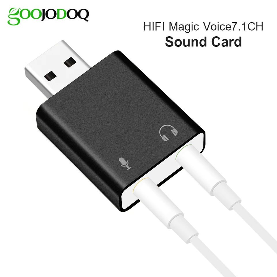 Zvuková karta USB, GoOjodoq 7.1 Externá USB na Jack 3,5 mm adaptér pre slúchadlá stereofónny zvukový mikrofón pre počítačový prenosný počítač