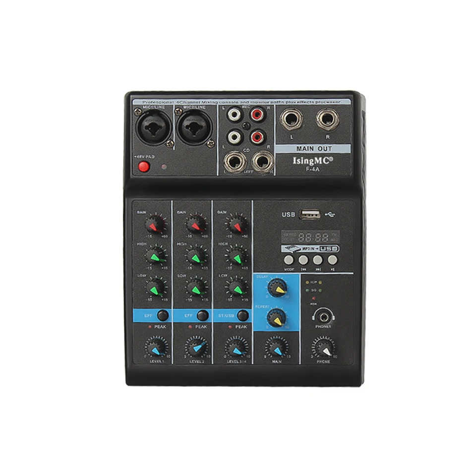 Zvuková miešacia konzola USB rozhranie USB Audio Mixer Vstup F-4a Wireless 4-kanál Phantom Power Monitor pre počítač