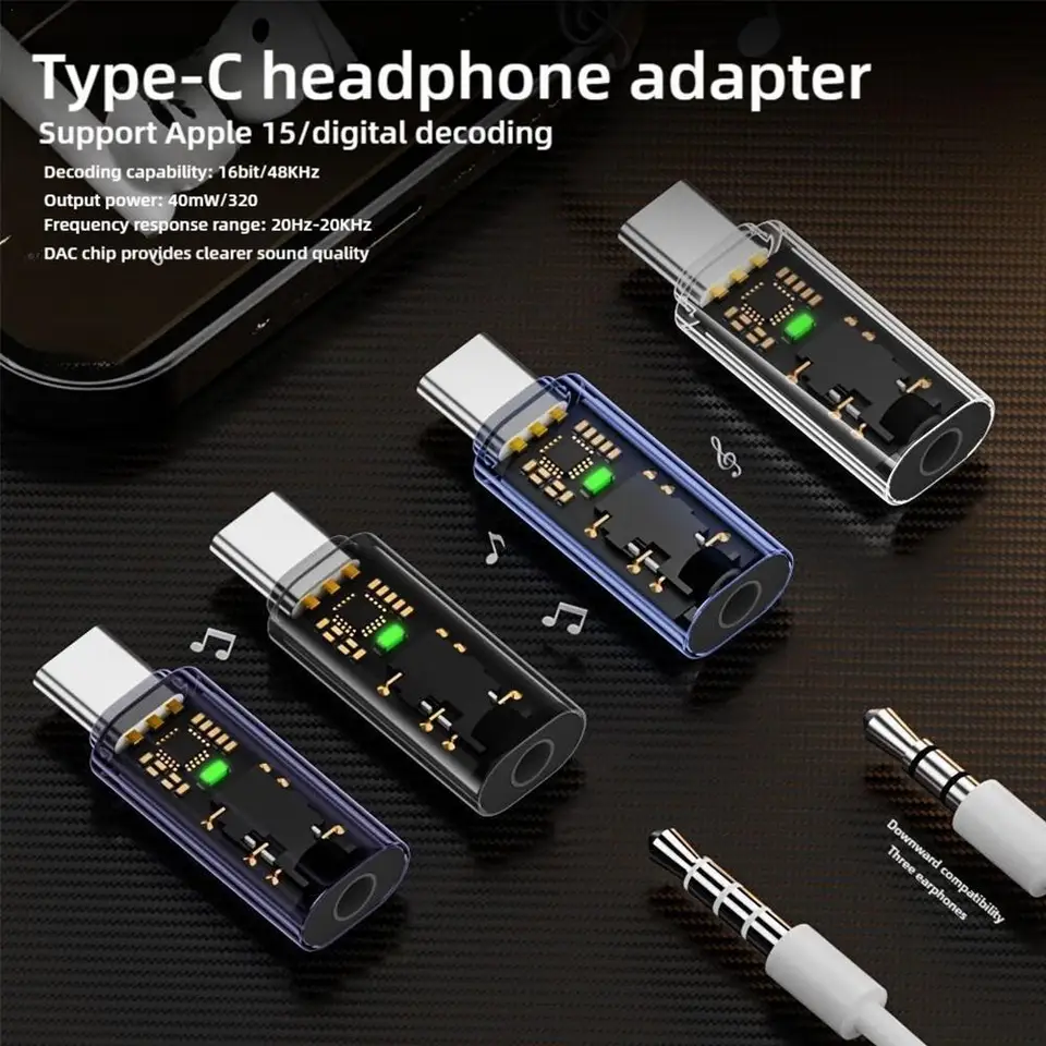 Zvukový adaptér typu C až 3,5 mm 3,5 mm Adax Adapter Typec prevodník slúchadiel pre iPhone15