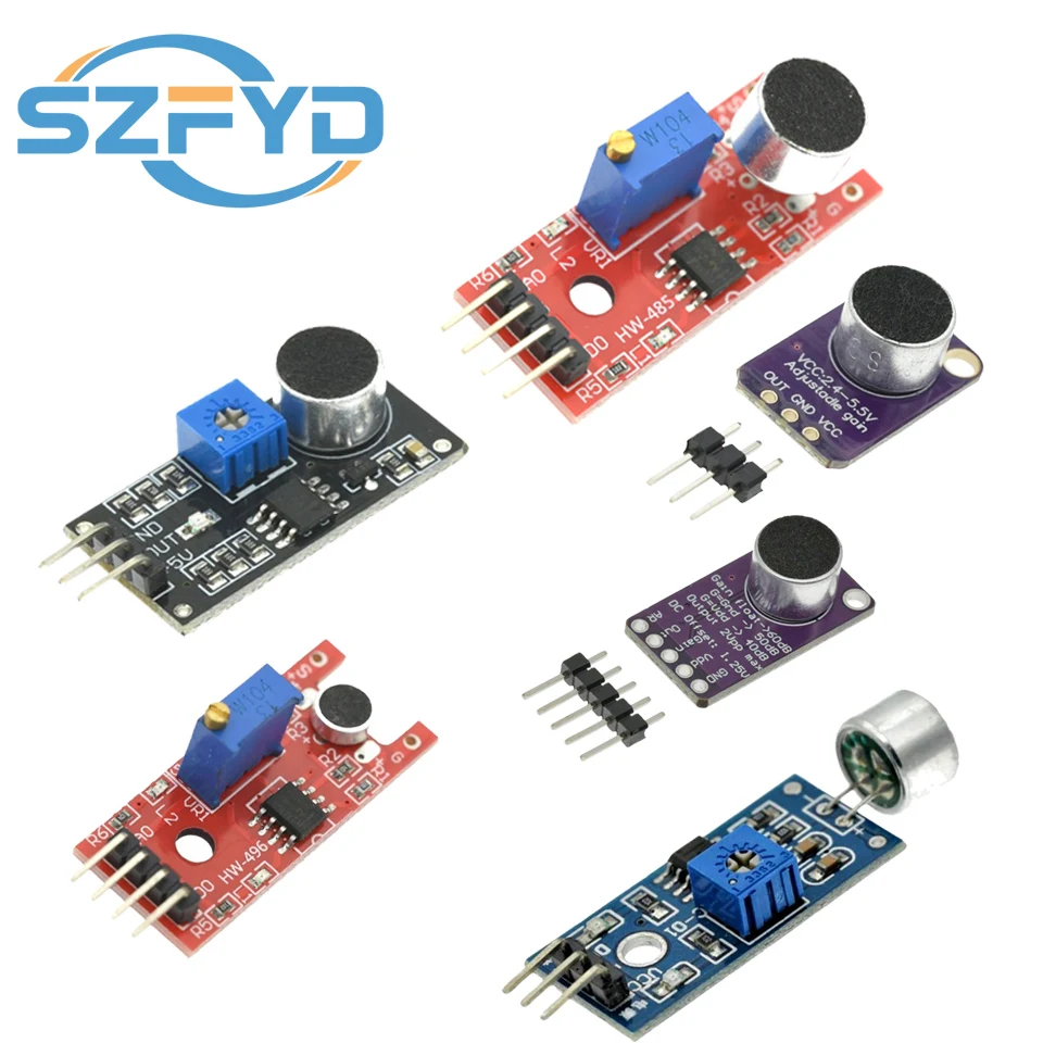 Zvukový snímač zvukového snímača Max4466 Max9814 Detekcia spínača spínača mikrofónu pre Arduino KY-037