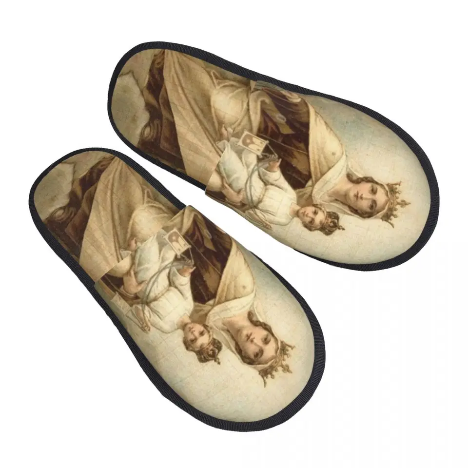 Zvyk Panna Mária z Mount Carmel Soft Memory Foam House Pitpers Ženy katolícka Panna Mária pohodlná teplá protiškáka