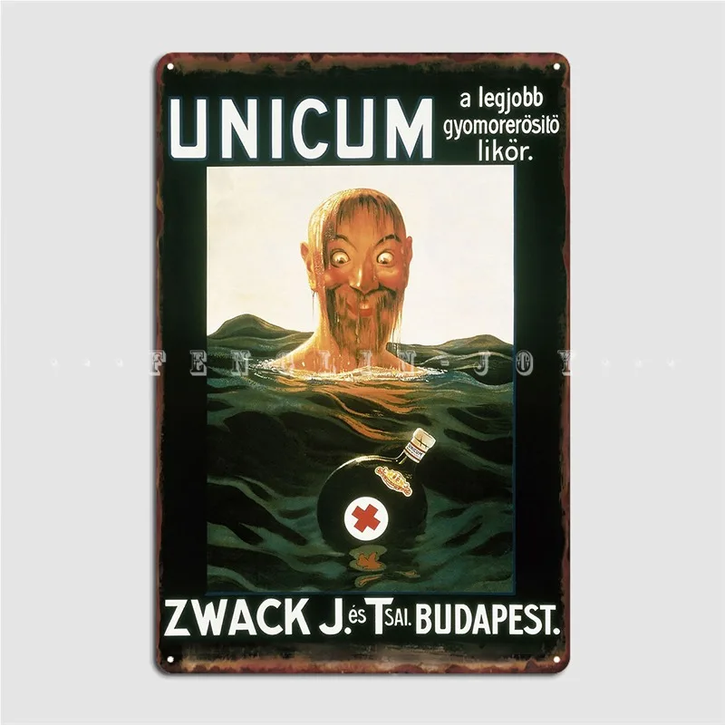 Zwack Unicum topenie Man Metal Plaque Plaque Club Club Club Bar