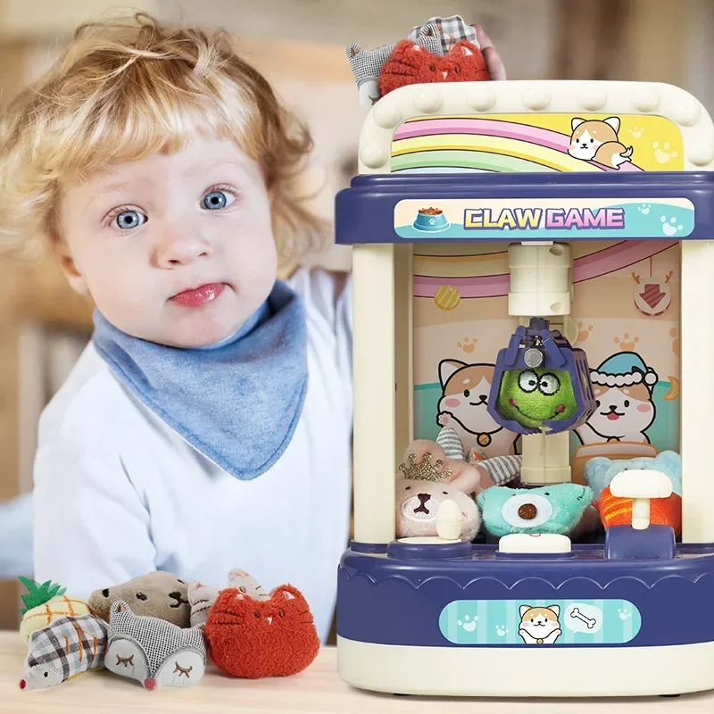 Zábava Doll Grabber Claw Arcade Crane Machine Kids Hračky Mini Doll Machine Clip Doll Claw Stroj s hudbou a osvetlením