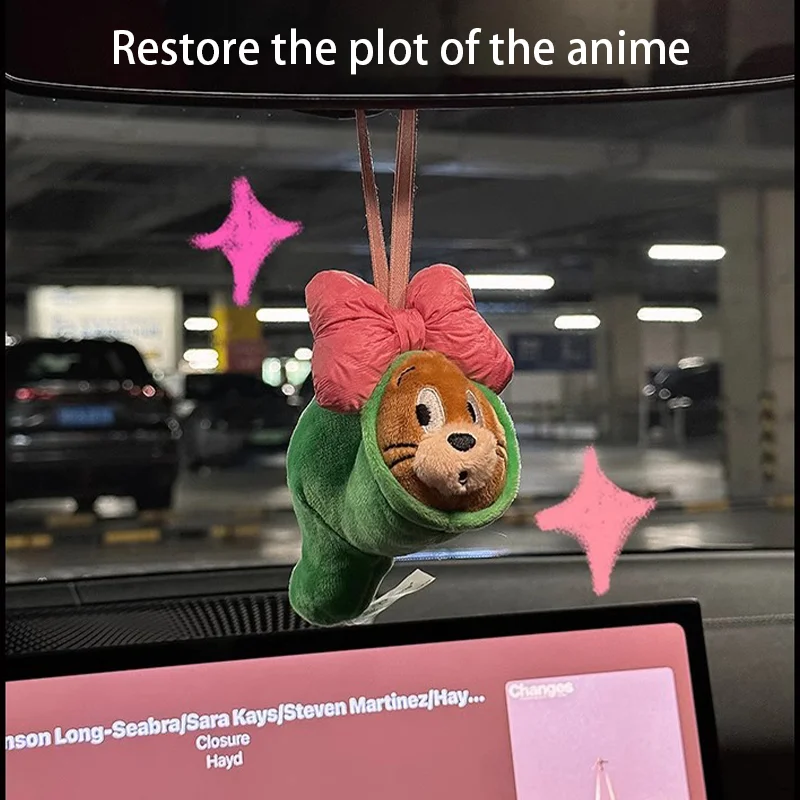 Zábava z auta závesný závesný Jerry Mouse Anime Auto príslušenstvo Jerry Car Ornament Keychain Car Reseatview Decoration