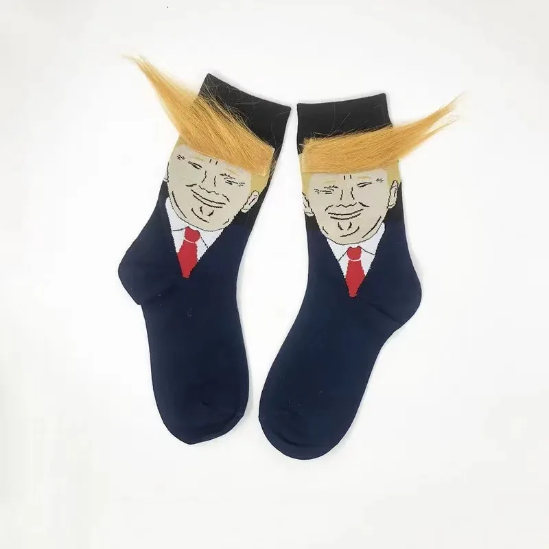 Zábavné a vtipné prezidentské ponožky Donald Trump s 3D falošnými ponožkami kruhového krku pre mužské pouličné oblečenie hip hop ponožky