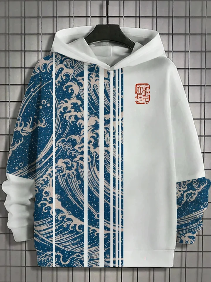 Zábavné japonské harajuku módne mužské mikiny Cascurs Y2K Hoodie Pánske jeseň a zimné morské veľryby Športová mikina
