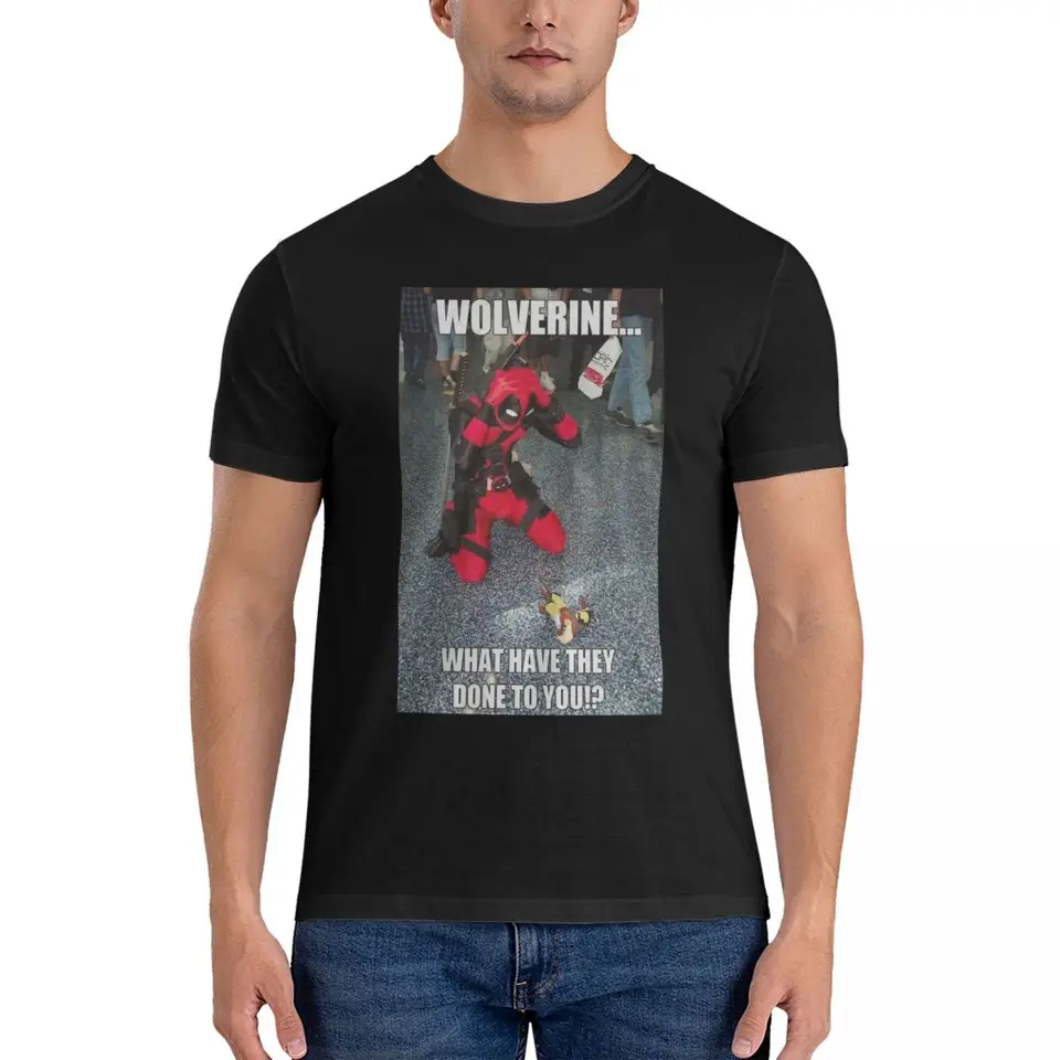 Zábavné košele Tričky Marvel Deadpool Wolverine Film 100% bavlnené odevy Vintage krátky rukáv posádka Krk tričko Klasické tričká