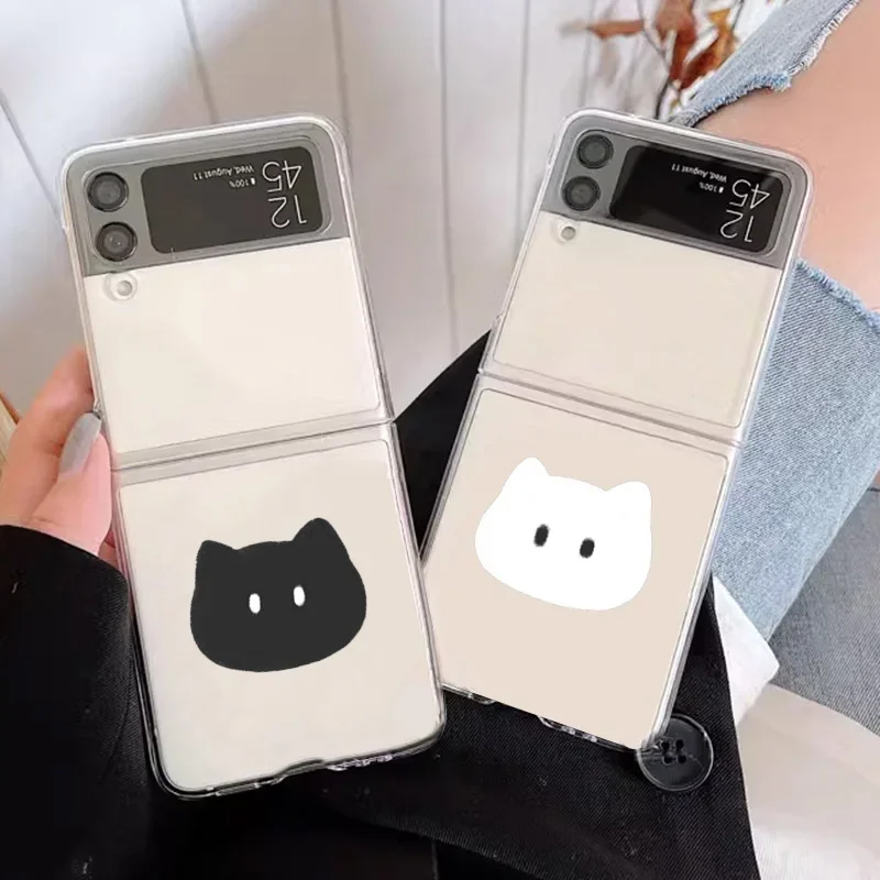 Zábavné roztomilé ryby Cat pár skladacie puzdro pre Samsung Galaxy Z Flip 5 Zflip 6 Clear Cover pre Samsung Zflip 4 3 Fundas Shell