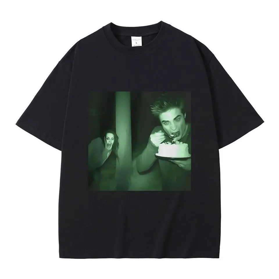 Zábavné Twilight Edward a Bella Trail Cam Hodnotenie koláča Tričky Robert Pattinson Meme Tshirt Men módne nadrozmerné tričká