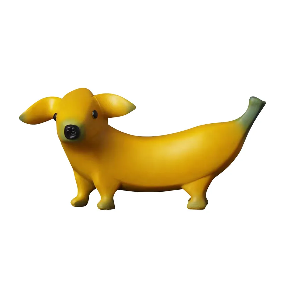 Zábavné umenie Gnomes Banana Dog Socha, kreatívne ozdoby Figurín, vhodné pre vnútorné a vonkajšie dekorácie, ako sú trávniky, ako sú trávniky