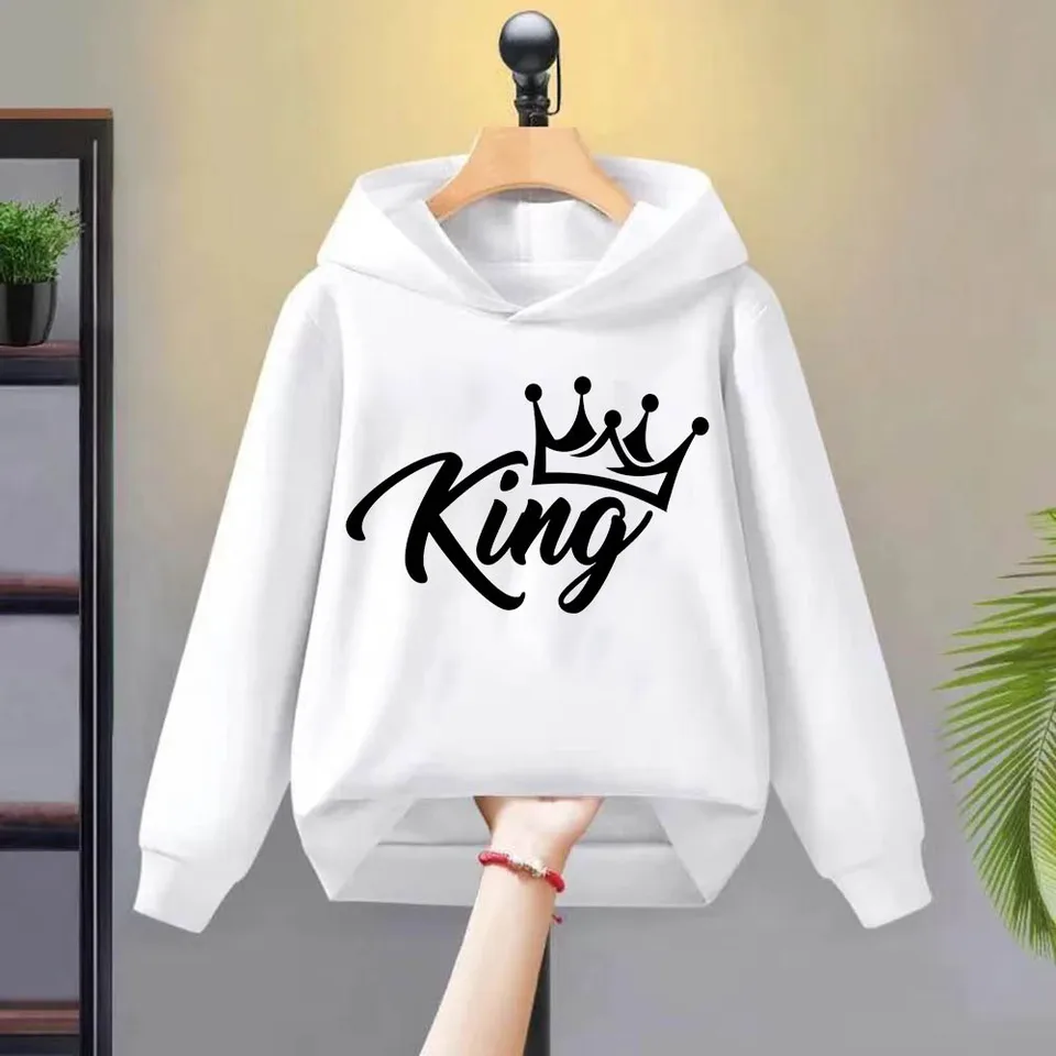 Zábavný list tlač Kráľ King Detská mikina jar a jesenné detské oblečenie vonkajšie voľný čas Wear