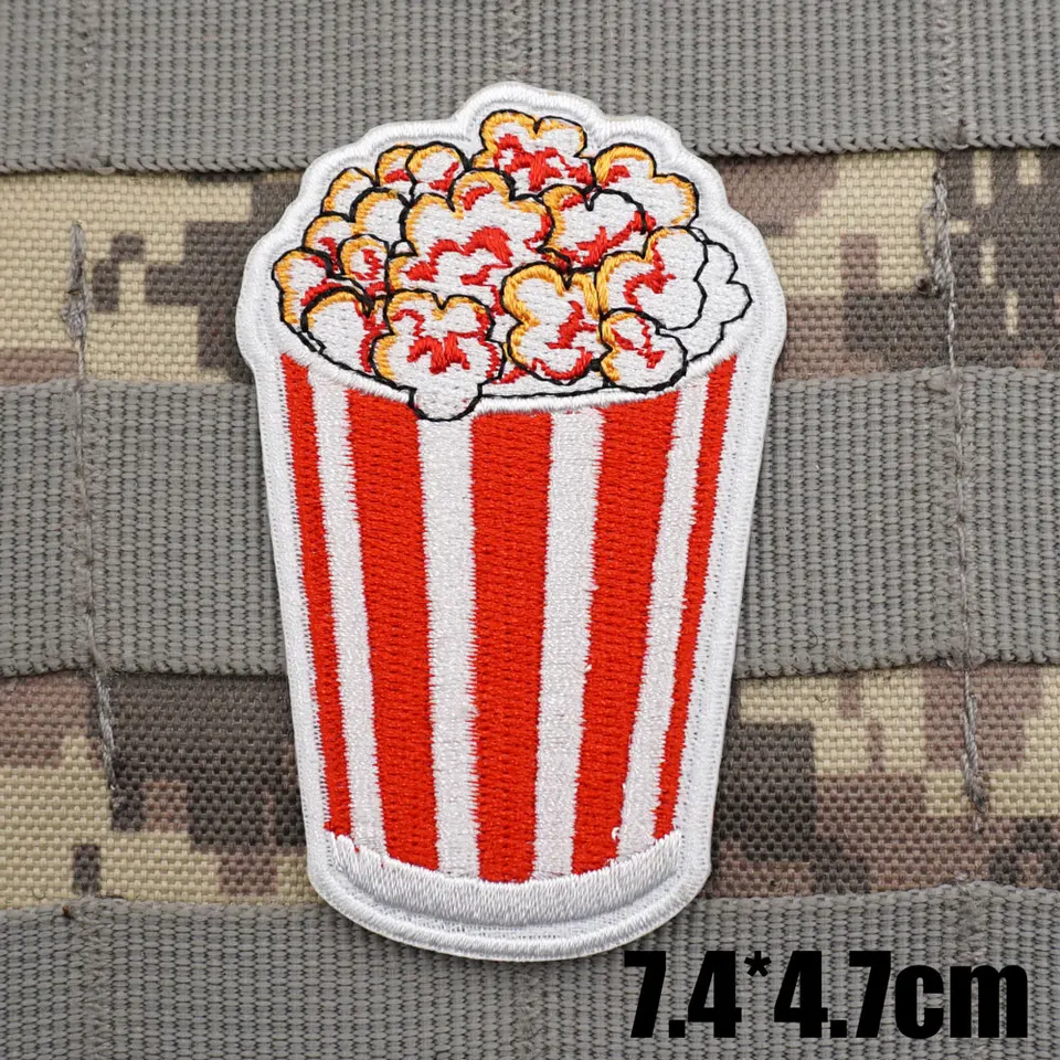 Zábavný popcorn vojenský taktický vyšívaný záplat Batch Batoh s odznakom s háčikmi na oblečenie