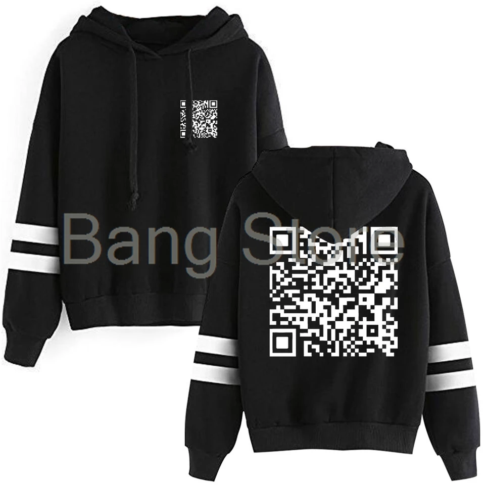 Zábavný QR kód pullover kapucňa unisex s kapucňou módne unisexové ukazovatele