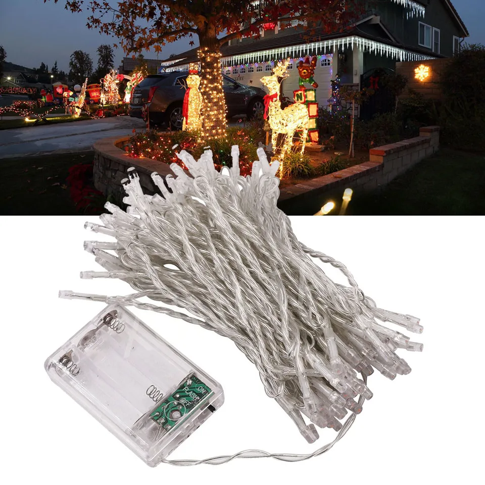 Záhradná girlanda vonkajšia lampa String Lights Witerproof AA batérie poháňané dovolenkové vianočné večierky rozprávkové svetlá
