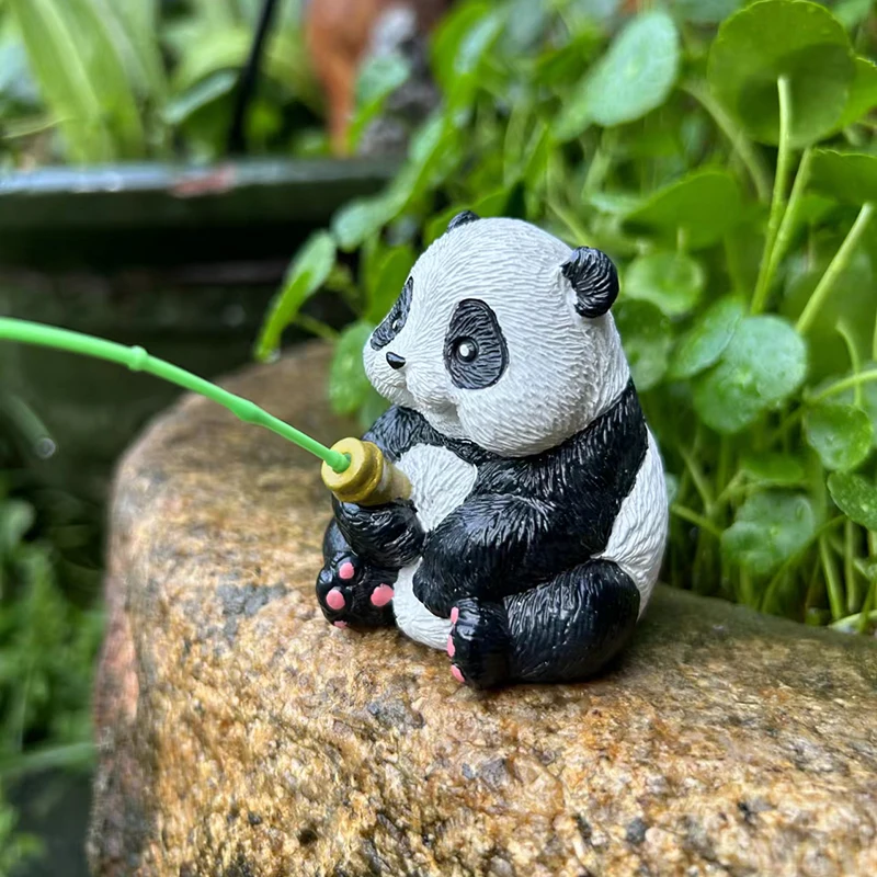 Záhradná socha živici panda rybárske figúrky sochárstvo