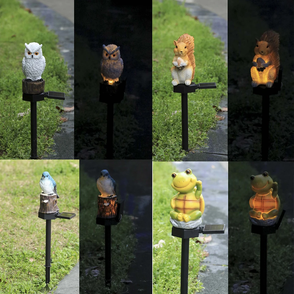 Záhradná solárna lampa s tobolkou Korytnačka sovy veveričky Vonkajšie chodníky Svetlo kvetinové lôžko dekorácia vodotesné solárne svetlo