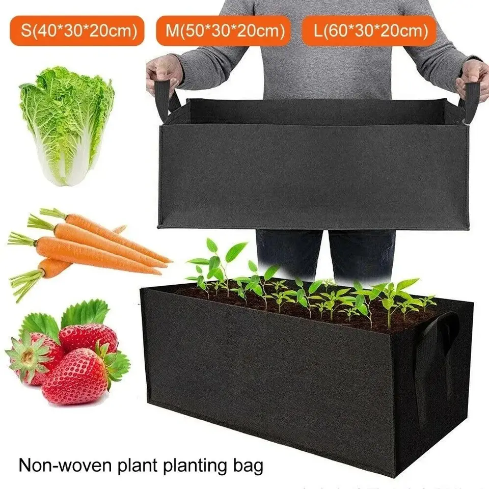 Záhradná výsadba vrecka s rukoväťami Viacnásobná plstená vrecko Rast Planting Planting Nursery Pot Zelenina paradajková výsadba zemiakov