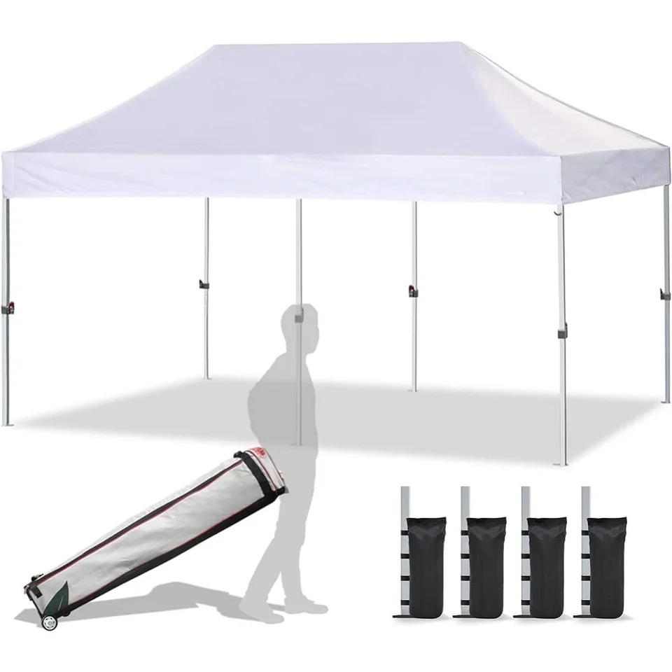 Záhradné budovy 10'X20 'Pop -up Canopy Stan Obchodné okamžité baldachýny s ťažkými valcovými taškami na čelné sklo kemping tieň domov