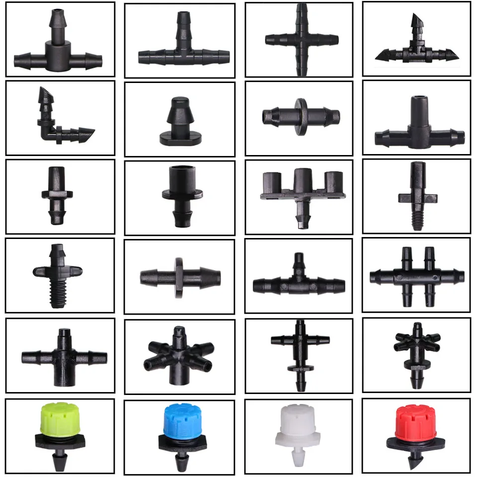 Záhradný zavlažovací kvapkovací konektor 4/7 mm 3/5 mm hadicové konektory Dvojité pripojenie lakťového lakťa 6,0 mm 7,5 mm postrekovač