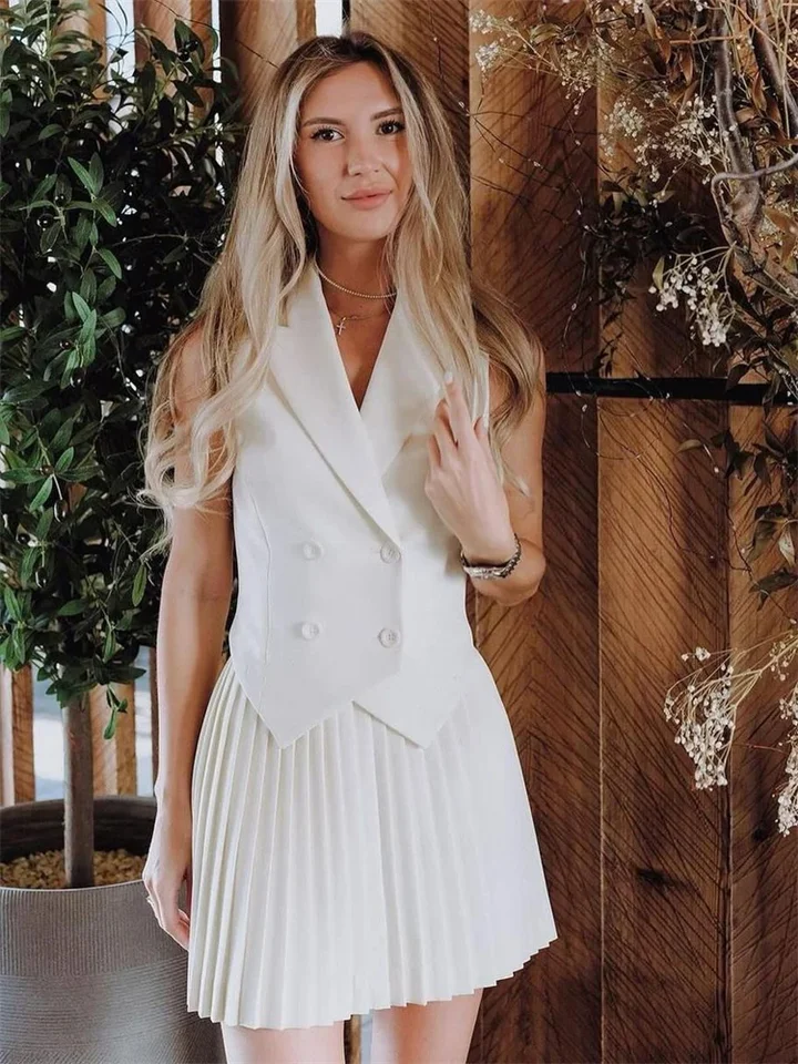 Záhyby Mini sukne súpravy Ženy Elegantné otočné plodiny Turn Top Femme Street Temperament Sukne 2 kusové obleky dámske oblečenie Nové