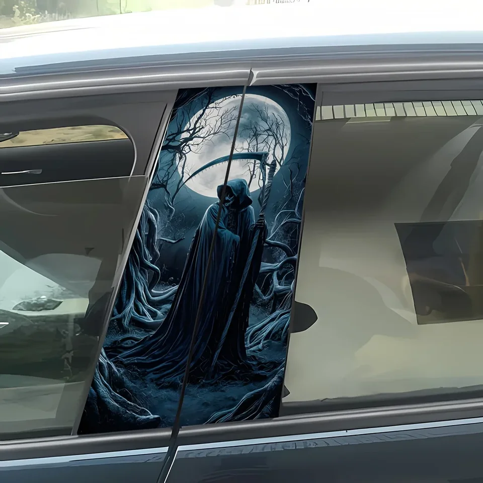 Zákazník priateľský k dvojbodke Grim Reaper Ghoul B-Pillar Stickers-odnímateľné bez zvyškov, aktualizujte svoje auto kedykoľvek