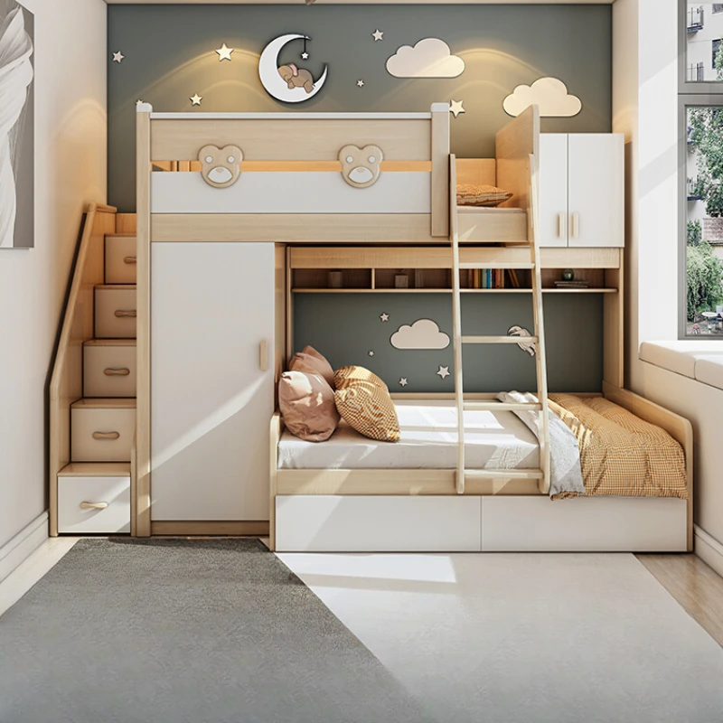 Základne skladovacie postele postele Nordic Pretty jedinečný luxusný rám poschodové postele Deti hore po rebríku Cama infantil spálňový nábytok