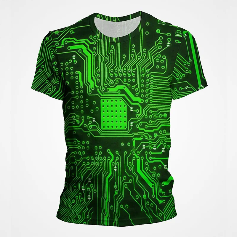 Základná doska procesorov CPU Circuit Board Nové tlačené odpaliská módne streetwear Grafické tričká Men ženy leto nové tričko