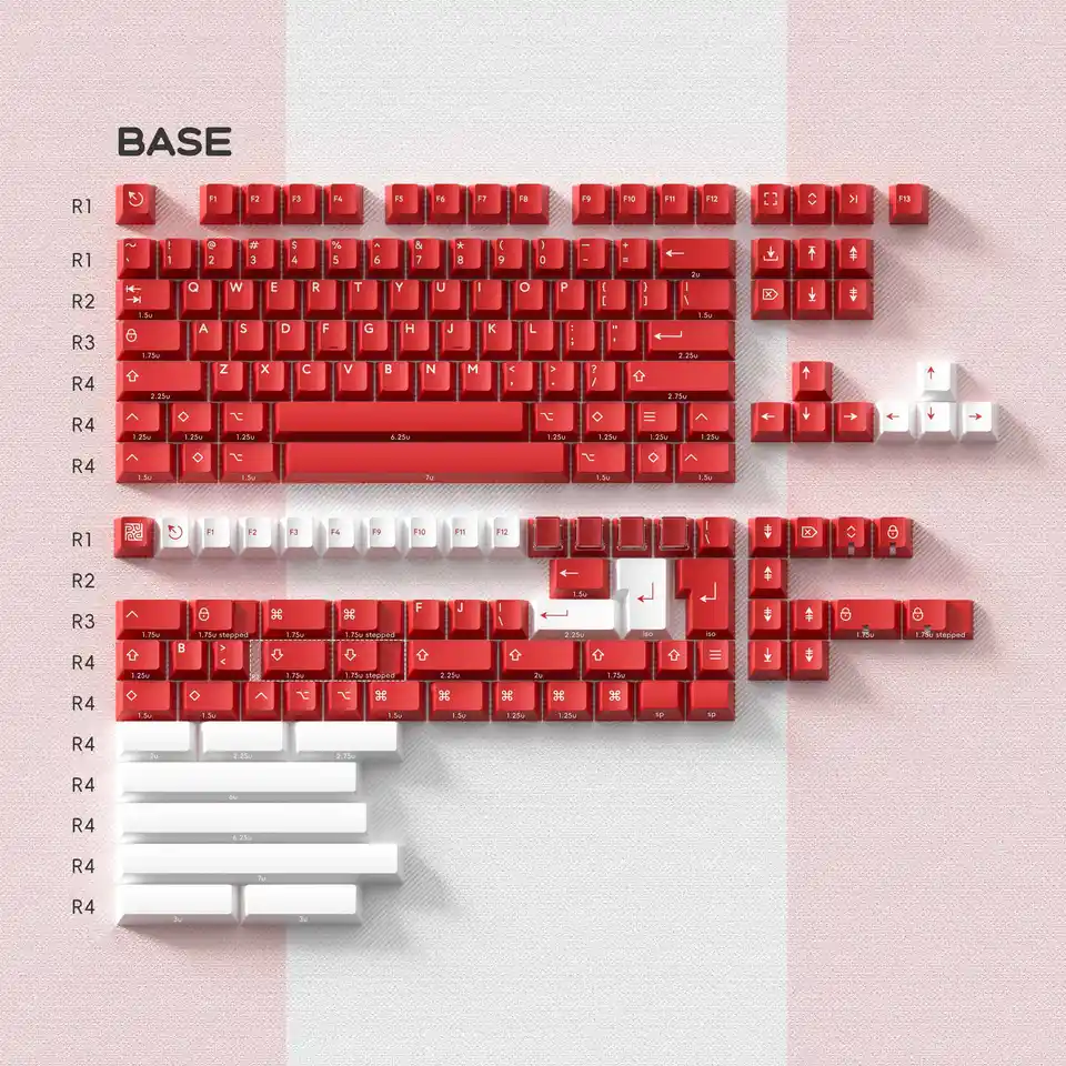 [Základná súprava] PBTFANS COURAGE RED PBT Materiál čerešňový profil Doubleshot Cherry MX Spínačy a klony v štýle MX