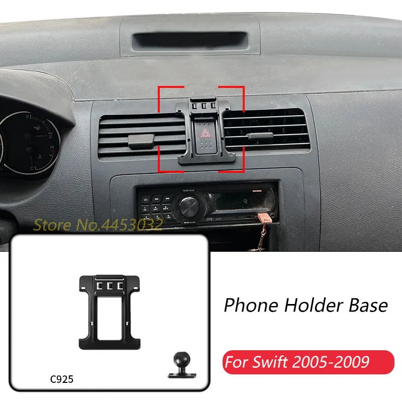 Základná základňa držiaka automobilov Špeciálne držiaky pre Suzuki Swift 2005-2009 Fixte Air Outlet Držiak Základné príslušenstvo s guľovou hlavou 17 mm