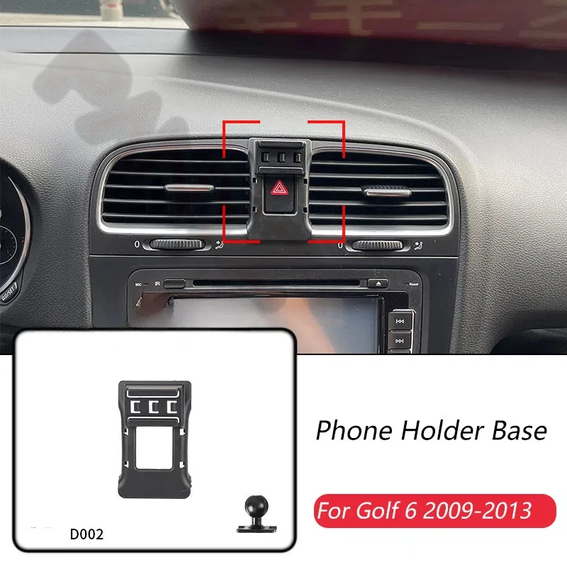 Základná základňa držiaka automobilov Špeciálne držiaky pre Volkswagen Golf 6 2009-2013 Základné príslušenstvo s pevným vzduchovým výstupom s loptou 17 mm