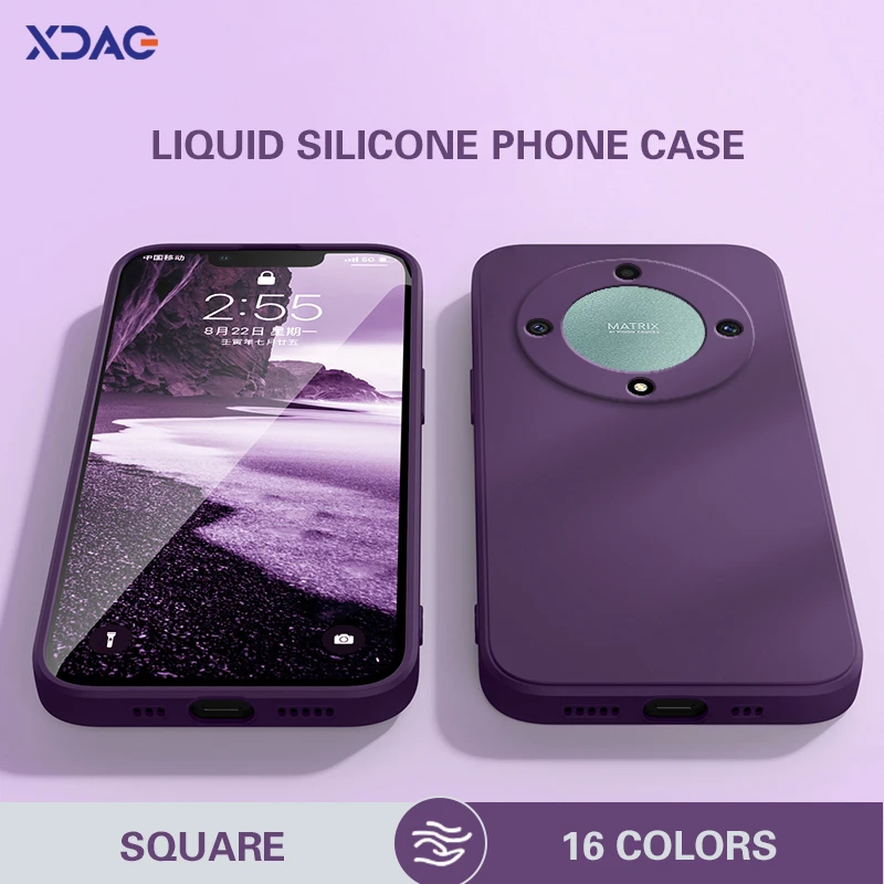 Základné jednoduché puzdro pre mobilné telefóny pre cti Magic5 Magic 5 Lite 5Lite 5G Liquid Silikone Soft Soft Luxury High Qualtiy Back Cover Fundas