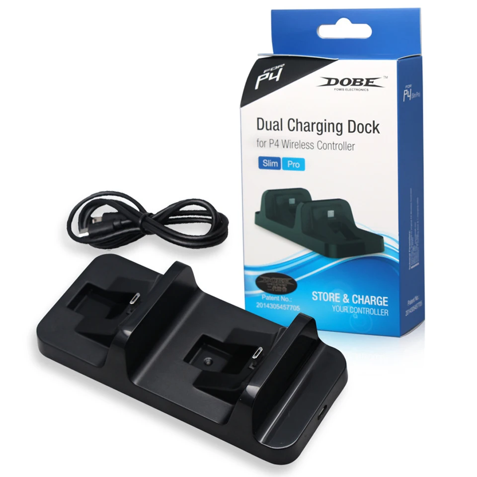 Základný stánok Dual nabíjanie Dock pre PS4 Pro/Slim Wireless Gamepads, Mini Dual Charing Dock pre radič PS4, PS4 Gamepad Charger