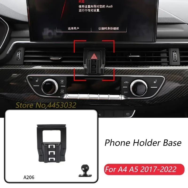 Základňa držiaka automobilových telefónov pre Audi A4 B9 8W A5 8W8 F5 2017-2023 Oprava vzduchovej výstupnej základne bez priemeru príslušenstva držiaka 17 mm