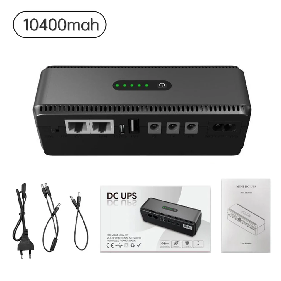 Zálohovanie batérie DC UPS 10400MAH 5V 9V 12V 2A 15V 24V 1A 2A Výstup Neinterruptateľný napájací zdroj 85-265V UPS Batéria Zálohovanie EÚ EU